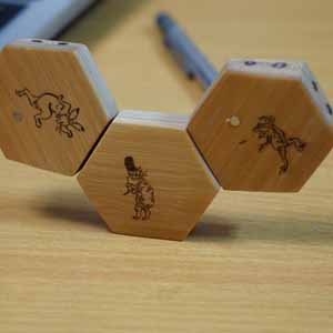 磁石付レーザー加工六角形竹材